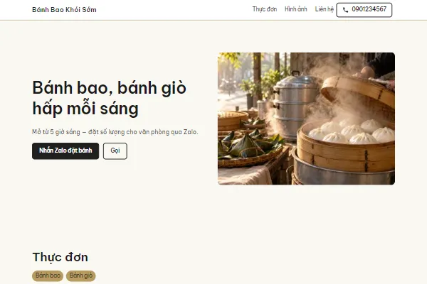 Mẫu Shop bánh bao, bánh giò