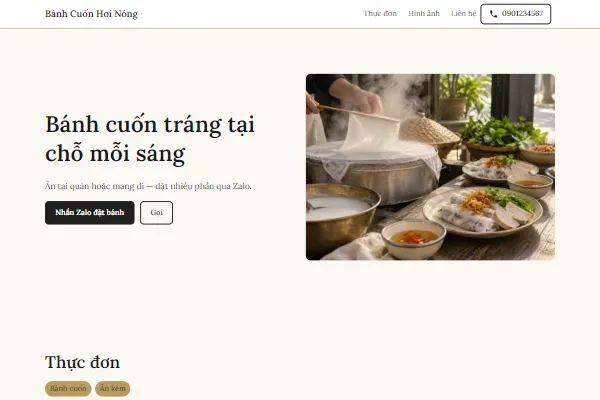 Mẫu Shop bánh cuốn, bánh ướt