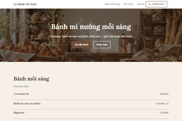 Mẫu Shop bánh mì kiểu Âu