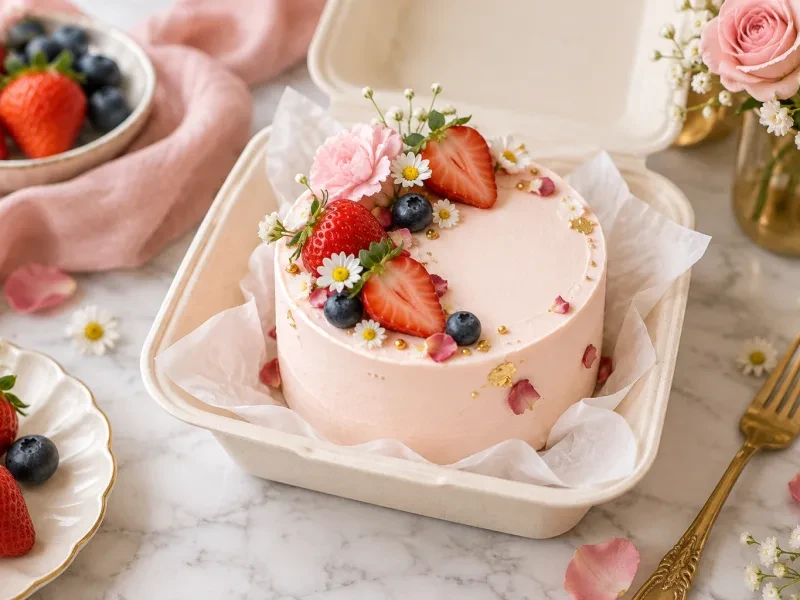 Bánh mini màu hồng trong hộp