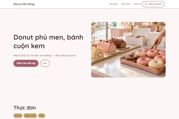 Mẫu Shop donut, bánh cuộn