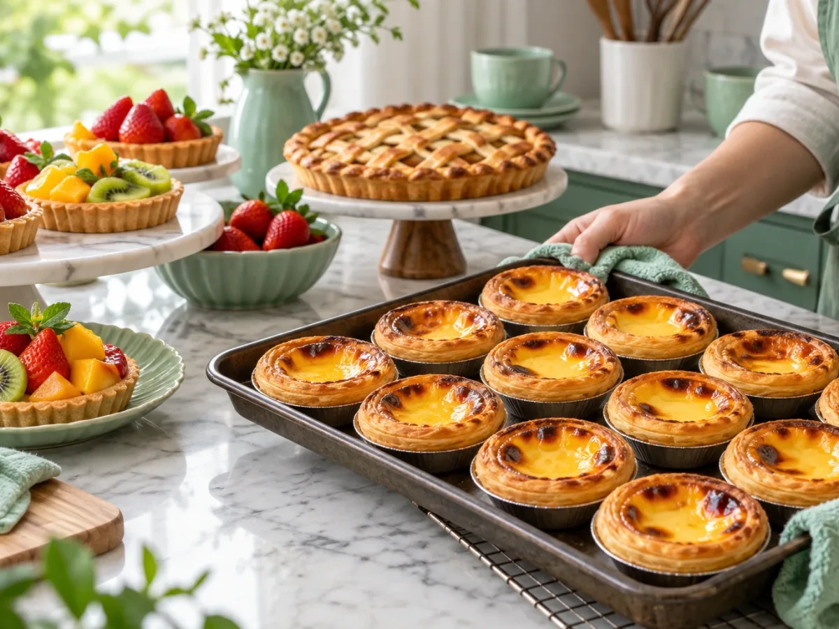 Khay tart trứng vàng vừa ra lò