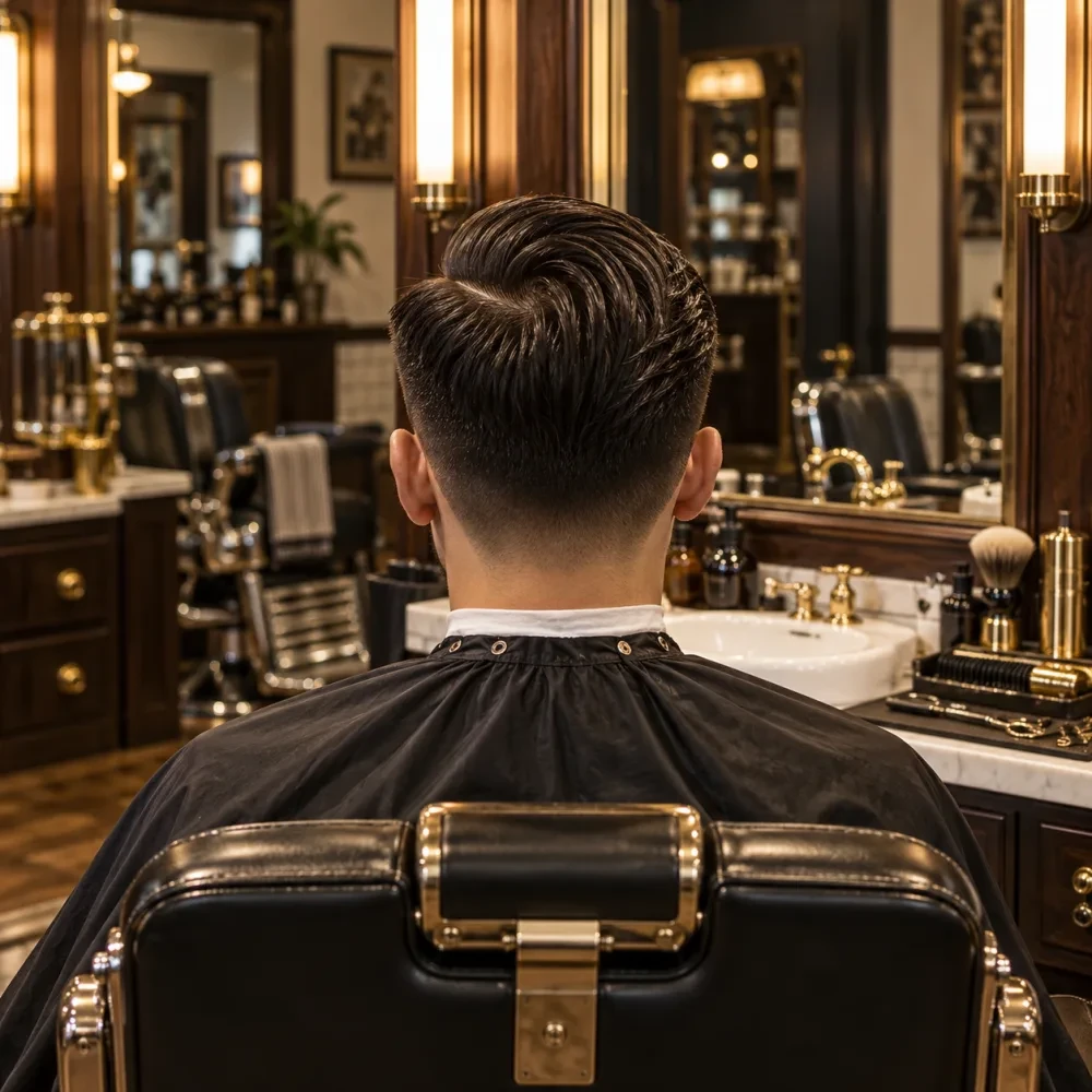 Kiểu tóc rẽ ngôi vuốt cao nhìn từ phía sau