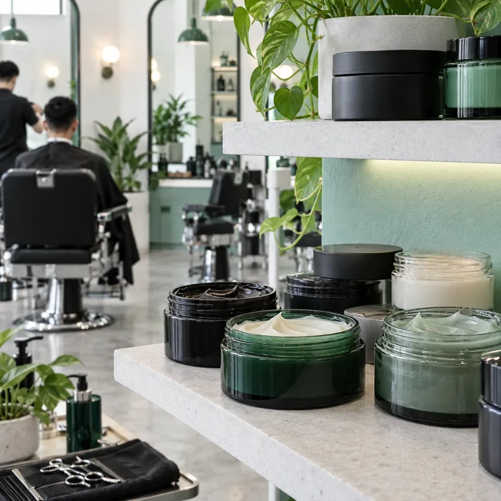 Hũ sáp vuốt tóc không nhãn trên kệ