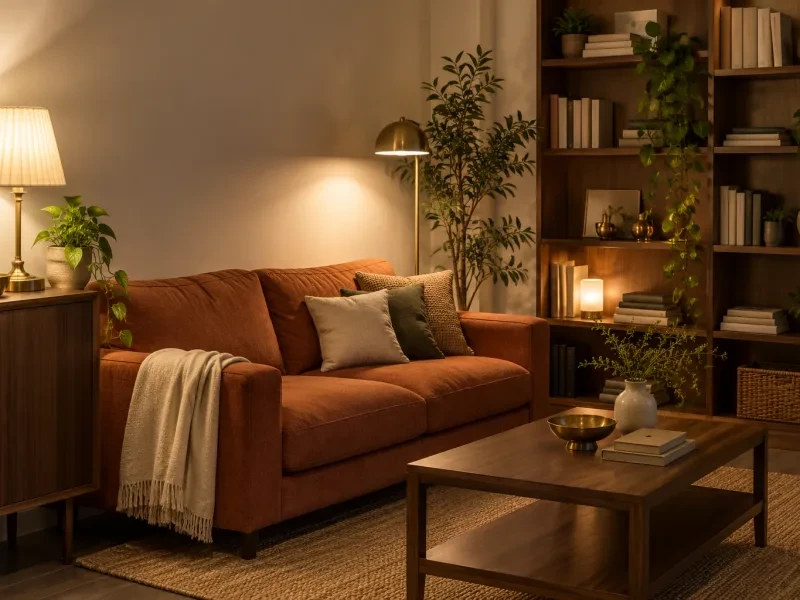 Phòng khách có sofa và bàn thấp