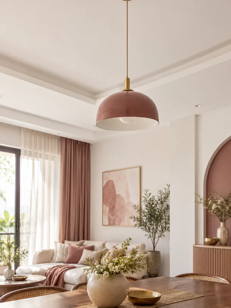 Trần trắng mới sơn có đèn thả