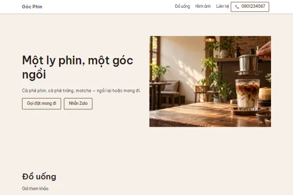 Mẫu Quán cà phê góc phố