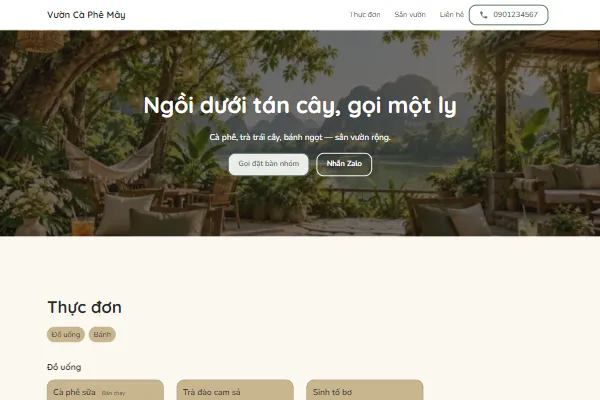 Mẫu Quán cà phê sân vườn