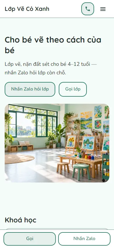 Mẫu Lớp vẽ, nặn đất sét cho bé trên điện thoại