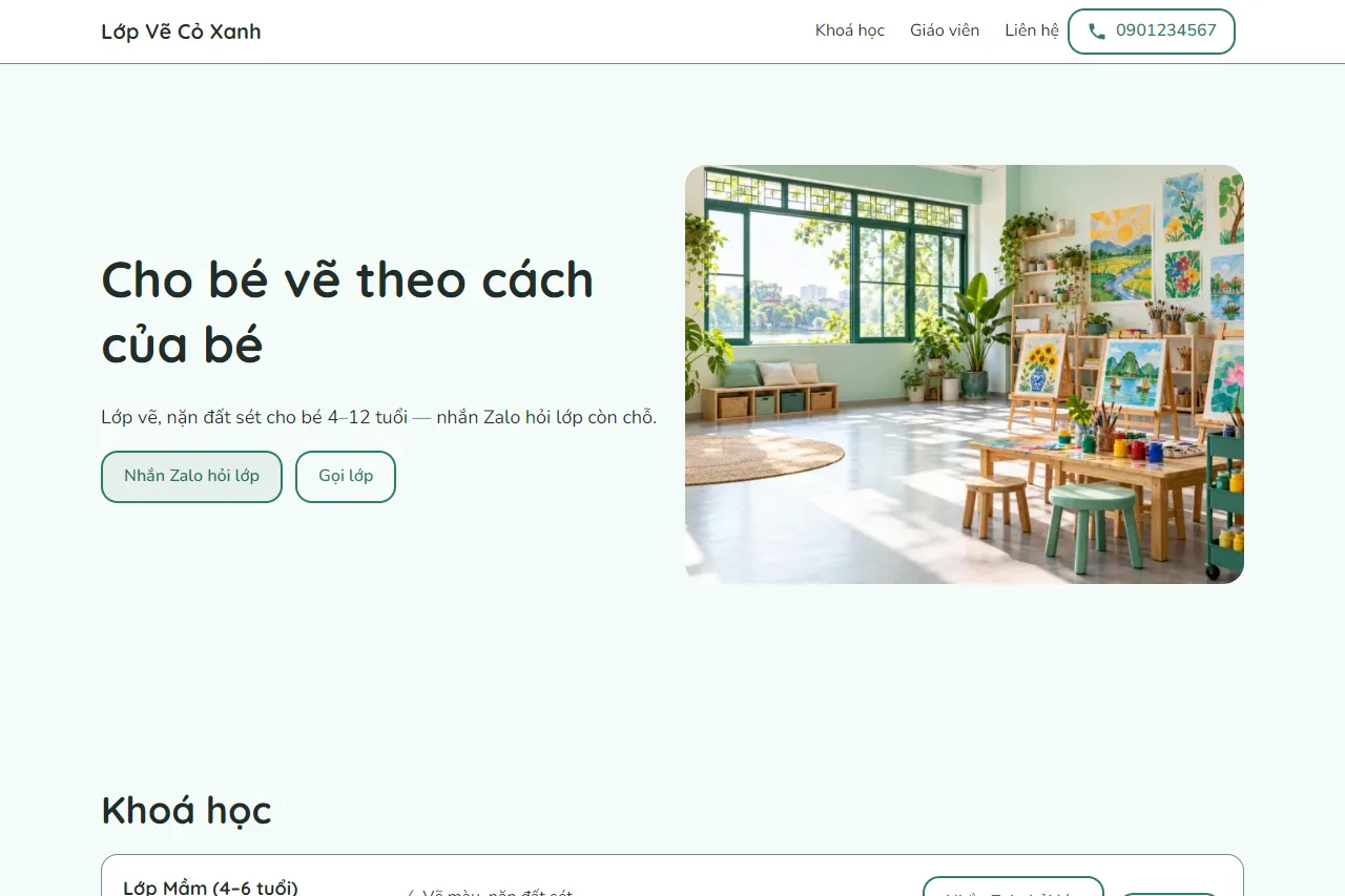 Mẫu Lớp vẽ, nặn đất sét cho bé trên máy tính