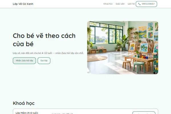Mẫu Lớp vẽ, nặn đất sét cho bé