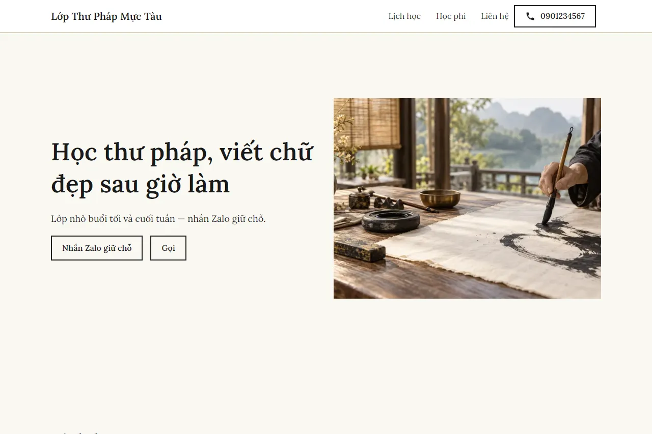 Mẫu Lớp thư pháp trên máy tính