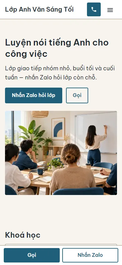 Mẫu Lớp tiếng Anh giao tiếp trên điện thoại