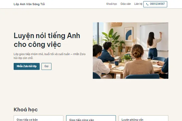 Mẫu Lớp tiếng Anh giao tiếp