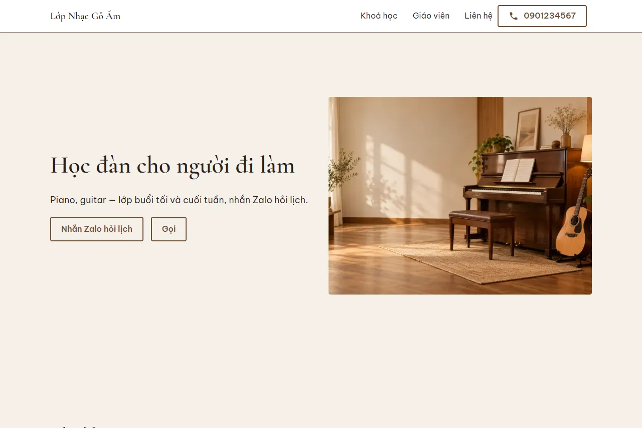Mẫu Lớp piano và guitar trên máy tính