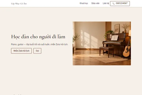 Mẫu Lớp piano và guitar