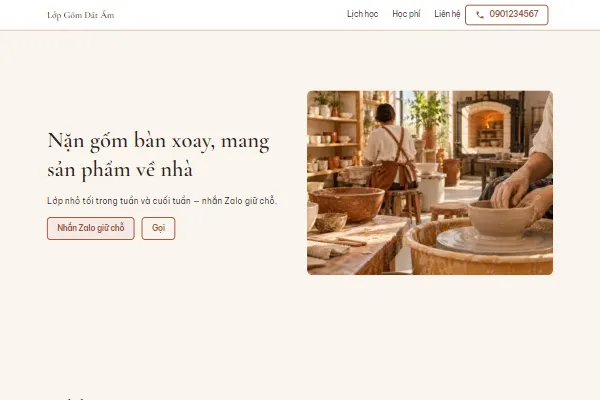 Mẫu Lớp làm gốm bàn xoay