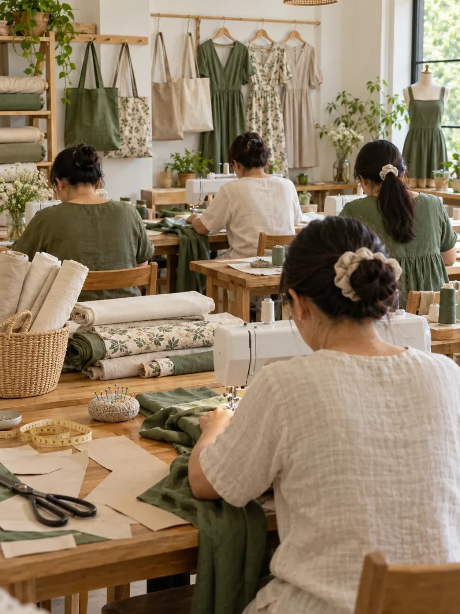Học viên nhìn từ phía sau ngồi bên máy may