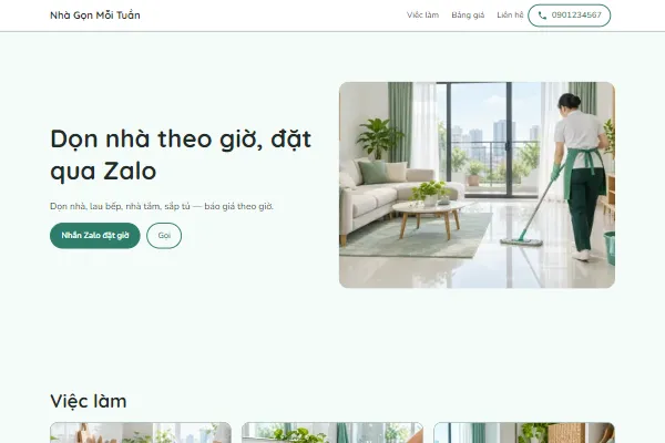 Mẫu Dọn nhà theo giờ