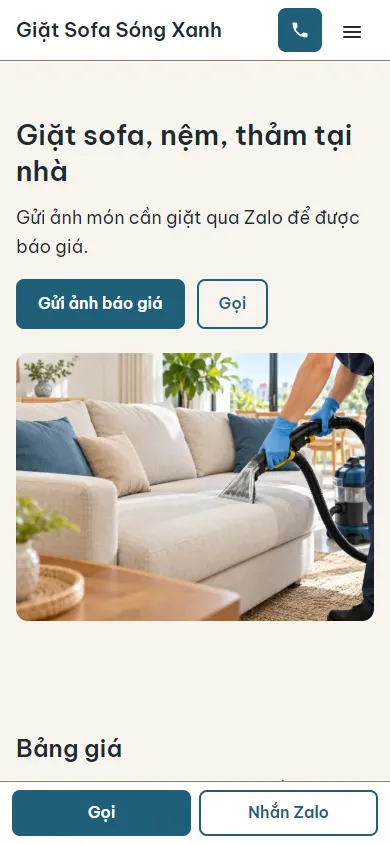 Mẫu Giặt sofa, nệm tại nhà trên điện thoại
