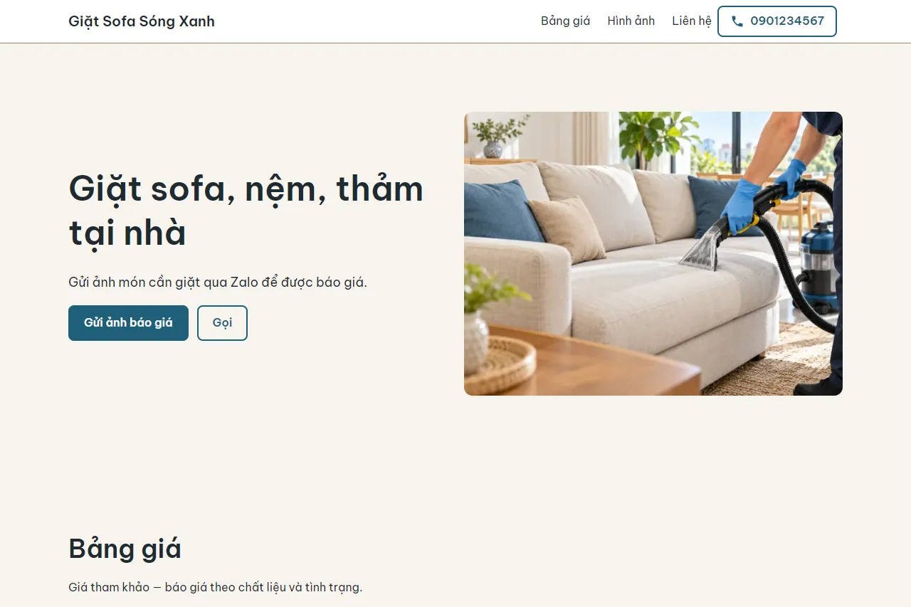 Mẫu Giặt sofa, nệm tại nhà trên máy tính