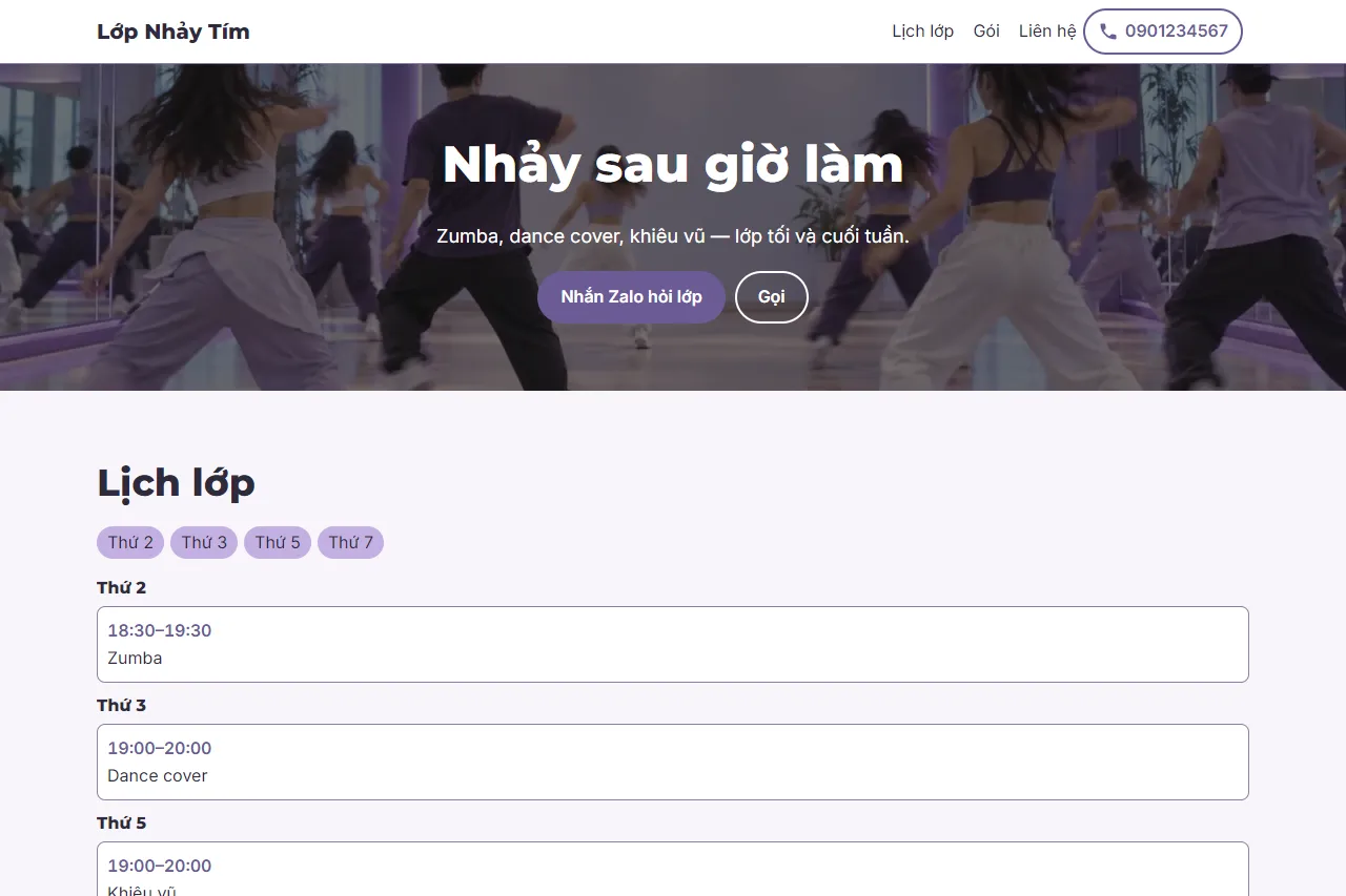 Mẫu Lớp nhảy cho người lớn trên máy tính