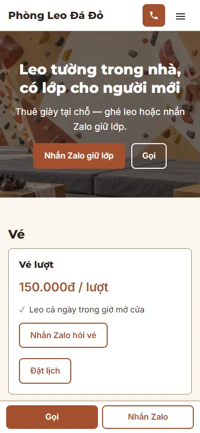 Mẫu Phòng leo tường trong nhà trên điện thoại