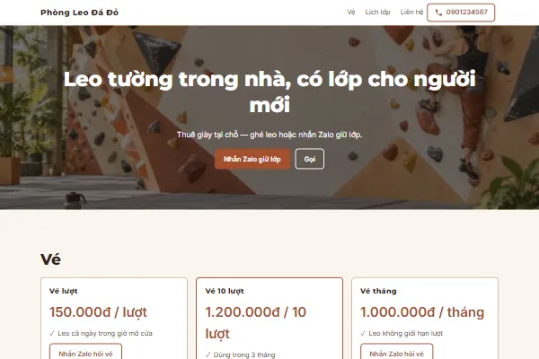 Mẫu Phòng leo tường trong nhà
