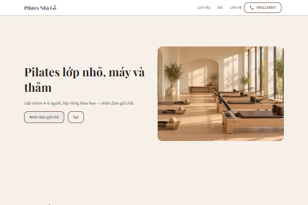 Mẫu Phòng tập pilates lớp nhỏ