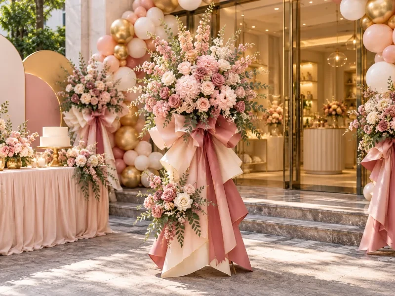 Kệ hoa khai trương cao có ruy băng trơn