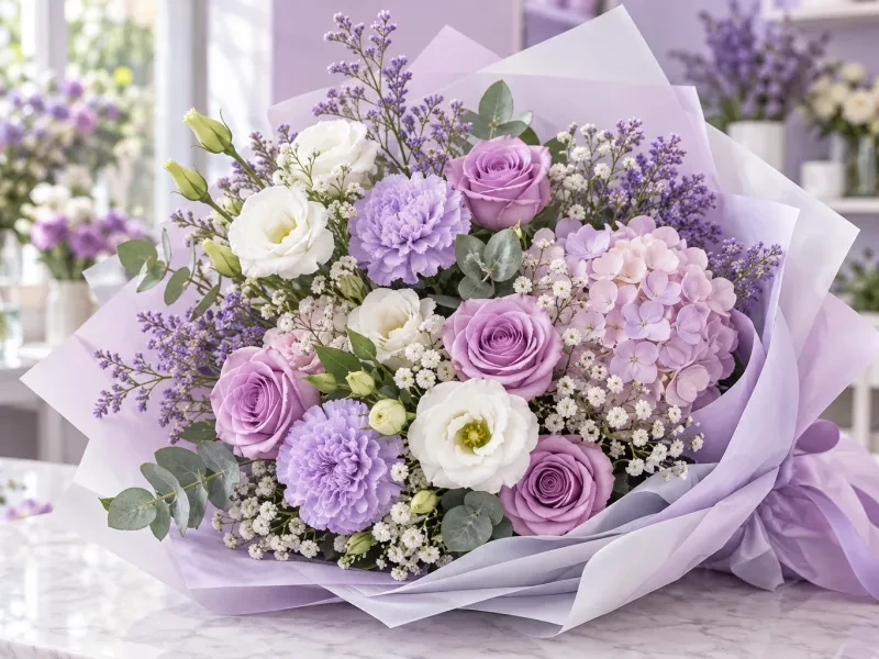 Bó hoa vừa nhiều loại hoa màu pastel