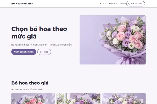 Mẫu Shop bó hoa theo giá
