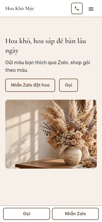 Mẫu Shop hoa khô, hoa sáp trên điện thoại