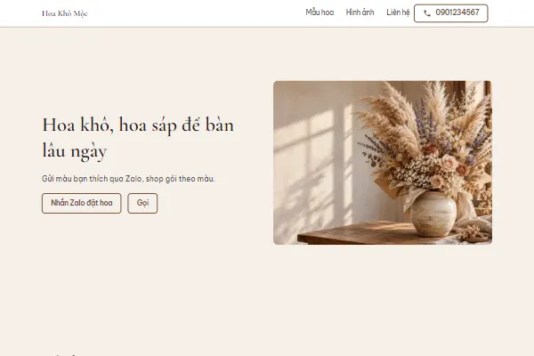 Mẫu Shop hoa khô, hoa sáp