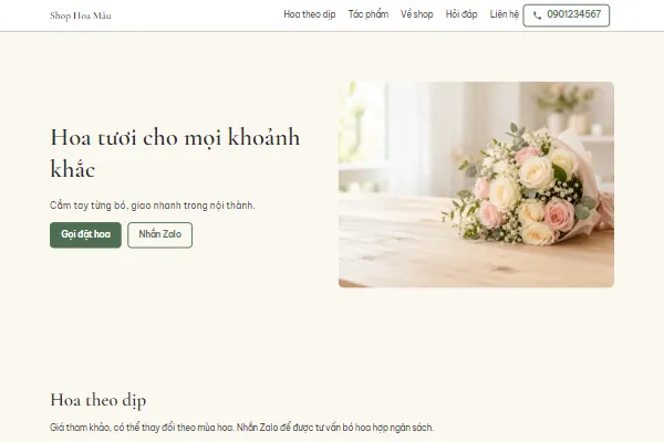 Mẫu Shop hoa thanh lịch