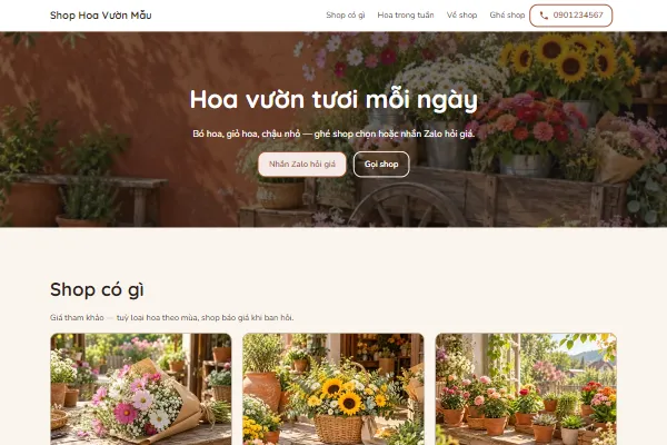 Mẫu Shop hoa phong cách vườn
