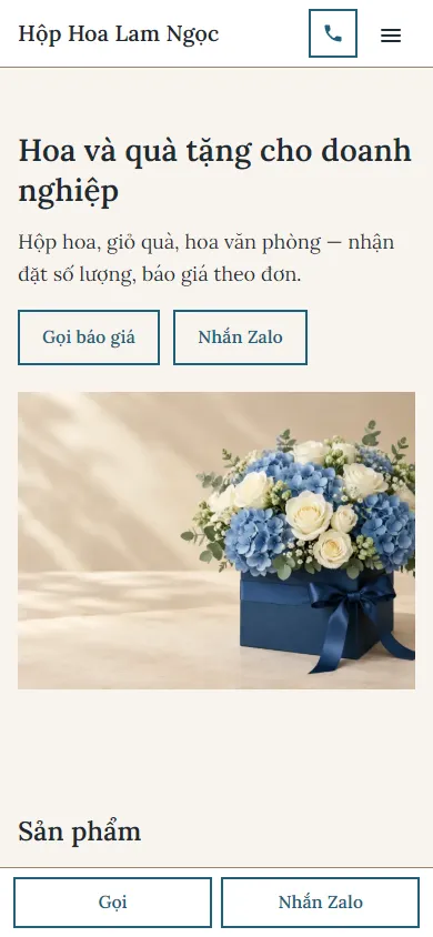 Mẫu Hoa hộp quà doanh nghiệp trên điện thoại