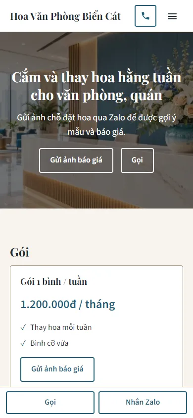 Mẫu Hoa định kỳ cho văn phòng trên điện thoại