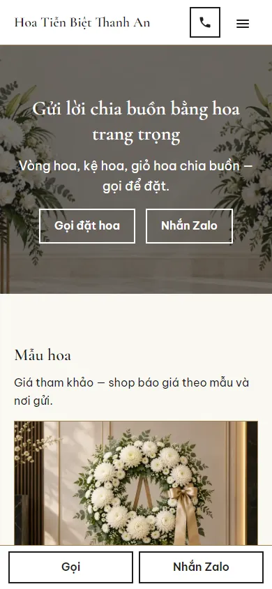 Mẫu Hoa chia buồn trên điện thoại