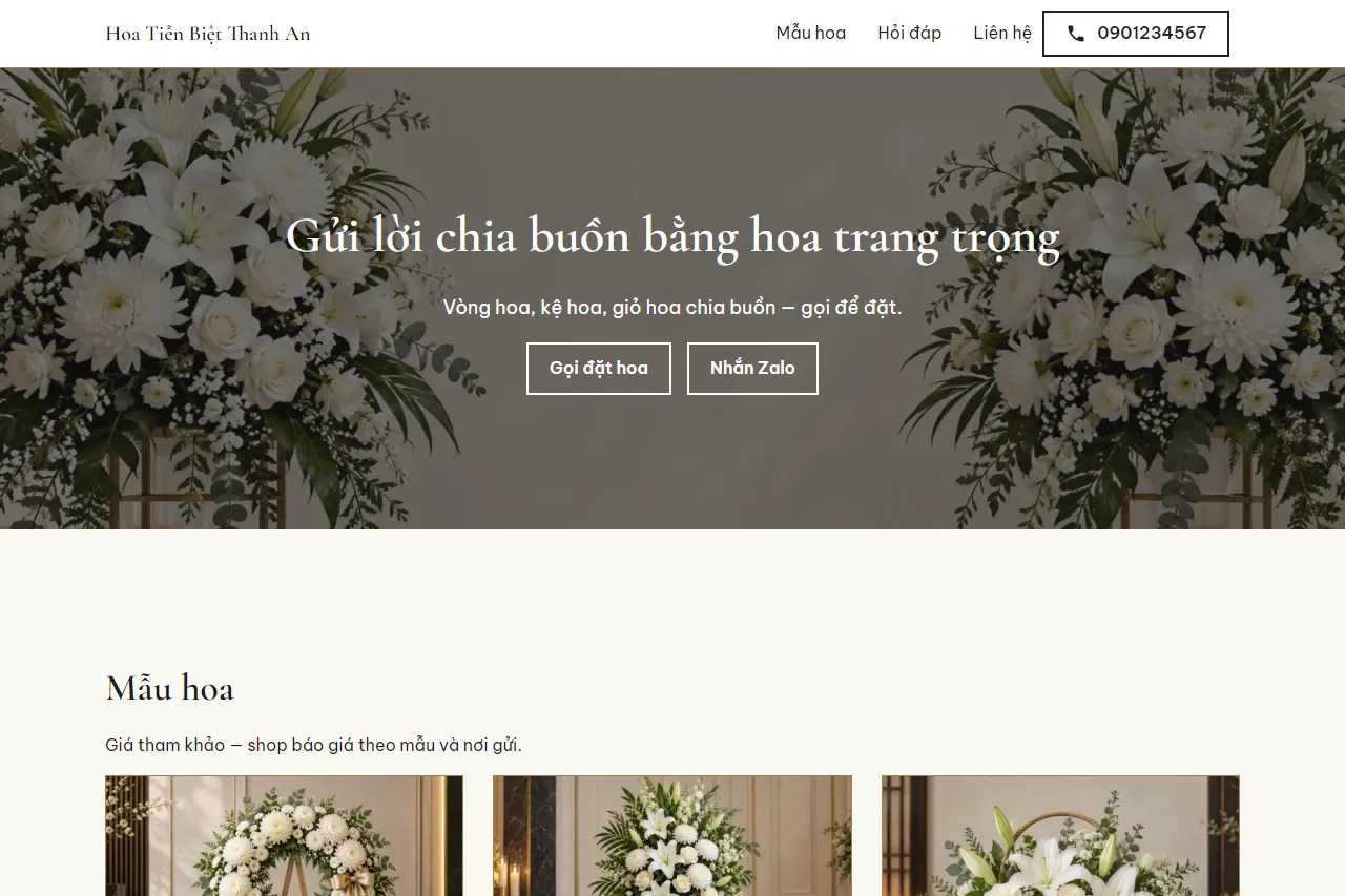 Mẫu Hoa chia buồn trên máy tính
