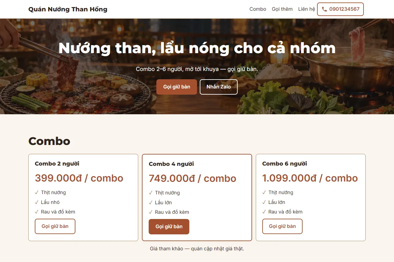 Mẫu Quán nướng và lẩu trên máy tính