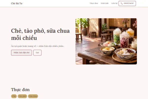Mẫu Quán chè, tào phớ