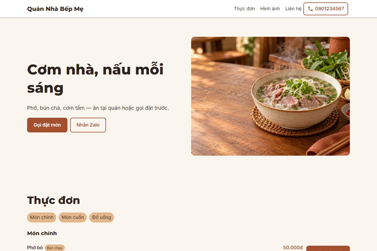 Mẫu Quán cơm nhà trên máy tính
