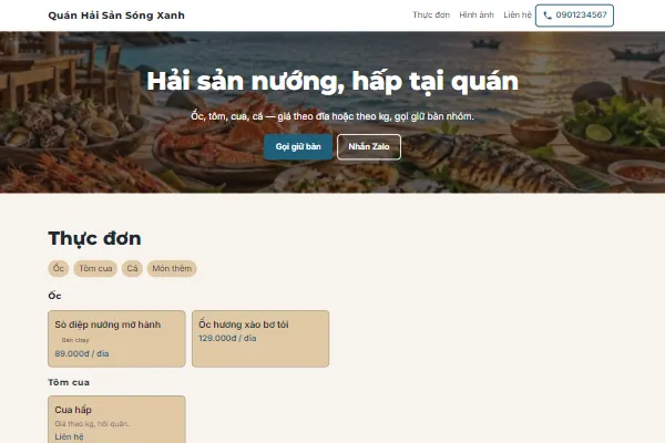 Mẫu Quán hải sản
