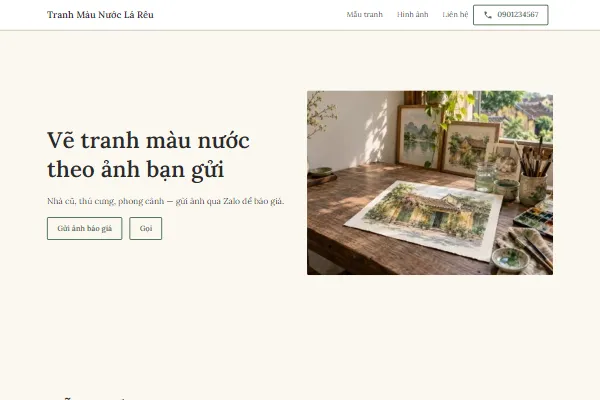 Mẫu Họa sĩ màu nước theo yêu cầu