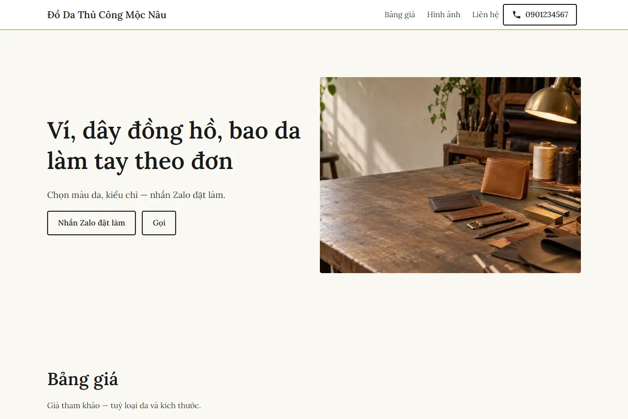 Mẫu Thợ đồ da thủ công trên máy tính