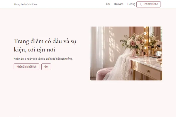 Mẫu Thợ trang điểm tận nơi