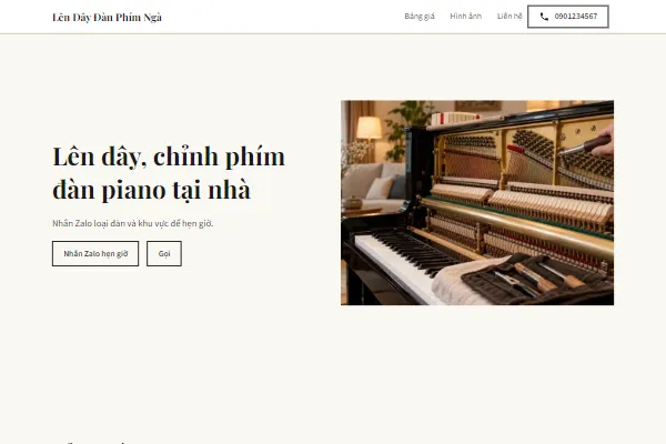 Mẫu Thợ lên dây đàn piano