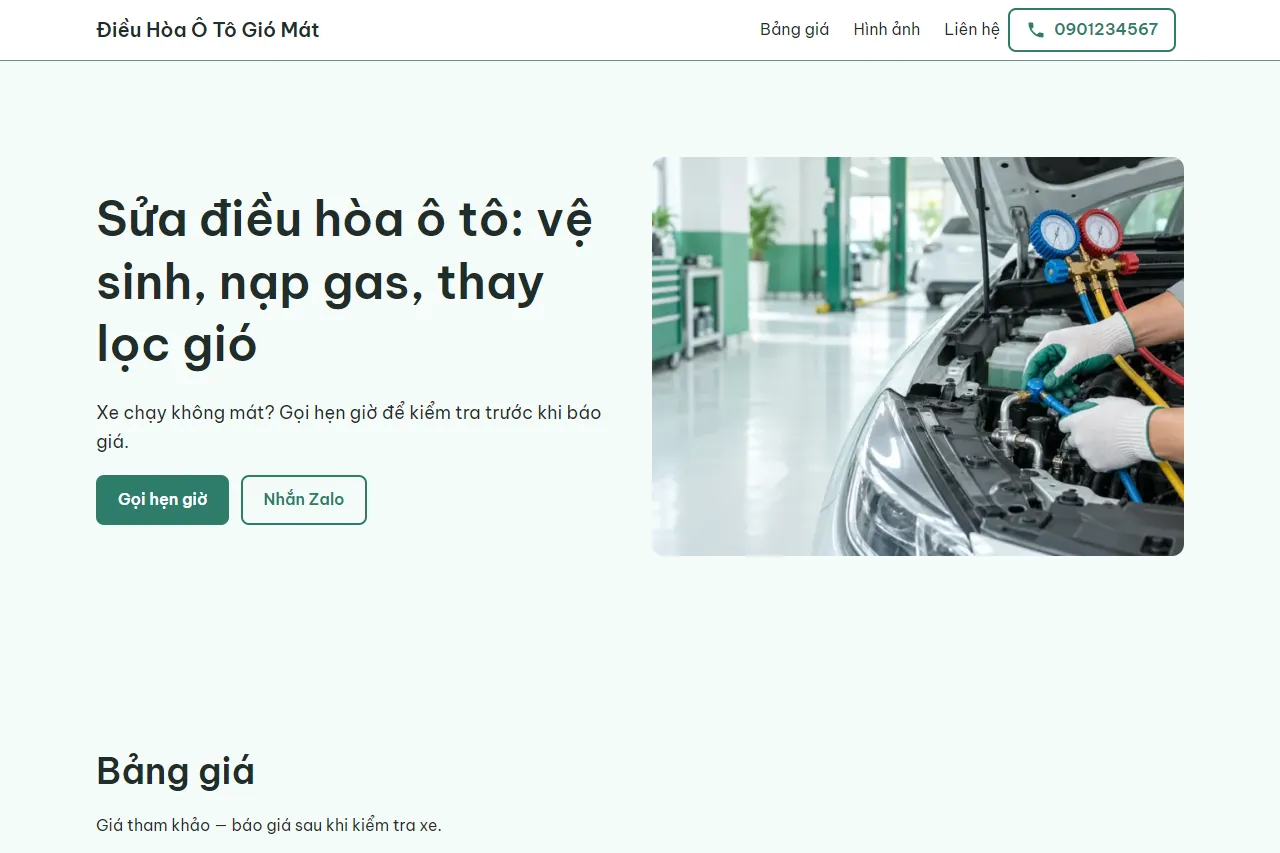 Mẫu Sửa điều hòa ô tô trên máy tính