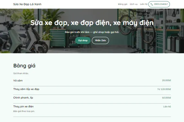 Mẫu Sửa xe đạp, xe điện